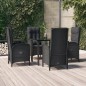 Set da Pranzo da Giardino 5 pz Nero con Cuscini in Polyrattan Set da Pranzo da Giardino 5 pz Nero con Cuscini in Polyrattan