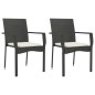 Set da Pranzo da Giardino 3 pz con Cuscini Nero in Polyrattan Set da Pranzo da Giardino 3 pz con Cuscini Nero in Polyrattan