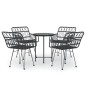 vidaXL Set da Pranzo da Giardino 5 pz Nero in Polyrattan