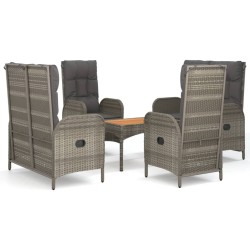 vidaXL Set da Pranzo da Giardino 5 pz con Cuscini in Polyrattan Grigio
