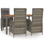 Set da Pranzo da Giardino 5 pz con Cuscini in Polyrattan Grigio Set da Pranzo da Giardino 5 pz con Cuscini in Polyrattan Grigio