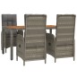 Set da Pranzo da Giardino 5 pz con Cuscini in Polyrattan Grigio Set da Pranzo da Giardino 5 pz con Cuscini in Polyrattan Grigio