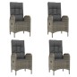 Set da Pranzo da Giardino 5 pz con Cuscini in Polyrattan Grigio Set da Pranzo da Giardino 5 pz con Cuscini in Polyrattan Grigio