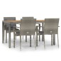vidaXL Set da Pranzo da Giardino 5 pz con Cuscini in Polyrattan Grigio vidaXL Set da Pranzo da Giardino 5 pz con Cuscini in Polyrattan Grigio