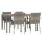 vidaXL Set da Pranzo da Giardino 5 pz con Cuscini in Polyrattan Grigio vidaXL Set da Pranzo da Giardino 5 pz con Cuscini in Polyrattan Grigio