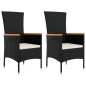 Set Mobili Giardino 3pz Nero Polyrattan e Legno Massello Acacia Set Mobili Giardino 3pz Nero Polyrattan e Legno Massello Acacia