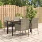 vidaXL Set da Pranzo Giardino 5pz Nero e Grigio con Cuscini Polyrattan vidaXL Set da Pranzo Giardino 5pz Nero e Grigio con Cuscini Polyrattan