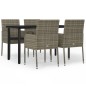 vidaXL Set da Pranzo Giardino 5pz Nero e Grigio con Cuscini Polyrattan vidaXL Set da Pranzo Giardino 5pz Nero e Grigio con Cuscini Polyrattan