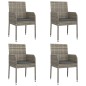 vidaXL Set da Pranzo Giardino 5pz Nero e Grigio con Cuscini Polyrattan vidaXL Set da Pranzo Giardino 5pz Nero e Grigio con Cuscini Polyrattan