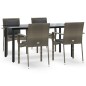 vidaXL Set da Pranzo Giardino 5pz Nero e Grigio con Cuscini Polyrattan vidaXL Set da Pranzo Giardino 5pz Nero e Grigio con Cuscini Polyrattan