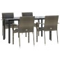 vidaXL Set da Pranzo Giardino 5pz Nero e Grigio con Cuscini Polyrattan vidaXL Set da Pranzo Giardino 5pz Nero e Grigio con Cuscini Polyrattan