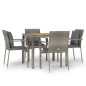 Set da Pranzo da Giardino 5 pz con Cuscini in Polyrattan Grigio Set da Pranzo da Giardino 5 pz con Cuscini in Polyrattan Grigio