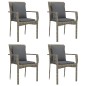 Set da Pranzo da Giardino 5 pz con Cuscini in Polyrattan Grigio Set da Pranzo da Giardino 5 pz con Cuscini in Polyrattan Grigio