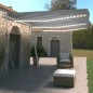 Tenda da Sole Retrattile Manuale con LED 600x350 cm Blu Bianco Tenda da Sole Retrattile Manuale con LED 600x350 cm Blu Bianco