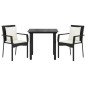 Set da Pranzo da Giardino 3 pz con Cuscini Nero in Polyrattan Set da Pranzo da Giardino 3 pz con Cuscini Nero in Polyrattan