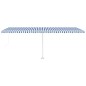 Tenda da Sole Retrattile Manuale con LED 600x350 cm Blu Bianco Tenda da Sole Retrattile Manuale con LED 600x350 cm Blu Bianco