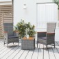 vidaXL Set Mobili Giardino 3pz Grigio Polyrattan Legno Massello Acacia vidaXL Set Mobili Giardino 3pz Grigio Polyrattan Legno Massello Acacia