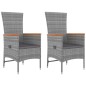 vidaXL Set Mobili Giardino 3pz Grigio Polyrattan Legno Massello Acacia vidaXL Set Mobili Giardino 3pz Grigio Polyrattan Legno Massello Acacia