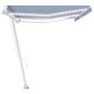 Tenda da Sole Retrattile Manuale con LED 600x350 cm Blu Bianco Tenda da Sole Retrattile Manuale con LED 600x350 cm Blu Bianco