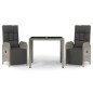 Set da Pranzo da Giardino 3 pz con Cuscini in Polyrattan Grigio Set da Pranzo da Giardino 3 pz con Cuscini in Polyrattan Grigio