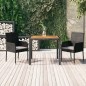 vidaXL Set da Pranzo da Giardino 3 pz con Cuscini Nero in Polyrattan vidaXL Set da Pranzo da Giardino 3 pz con Cuscini Nero in Polyrattan