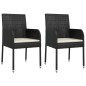 vidaXL Set da Pranzo da Giardino 3 pz con Cuscini Nero in Polyrattan vidaXL Set da Pranzo da Giardino 3 pz con Cuscini Nero in Polyrattan