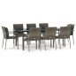 Set da Pranzo Giardino 9pz con Cuscini Nero e Grigio Polyrattan Set da Pranzo Giardino 9pz con Cuscini Nero e Grigio Polyrattan