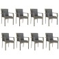 Set da Pranzo Giardino 9pz con Cuscini Nero e Grigio Polyrattan Set da Pranzo Giardino 9pz con Cuscini Nero e Grigio Polyrattan