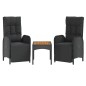 Set Divani da Giardino 4 pz con Cuscini Nero in Polyrattan