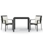 Set da Pranzo da Giardino 3 pz con Cuscini Nero in Polyrattan Set da Pranzo da Giardino 3 pz con Cuscini Nero in Polyrattan