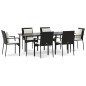Set da Pranzo da Giardino 7 pz Nero con Cuscini in Polyrattan Set da Pranzo da Giardino 7 pz Nero con Cuscini in Polyrattan