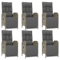 Set da Pranzo da Giardino 7 pz con Cuscini in Polyrattan Grigio