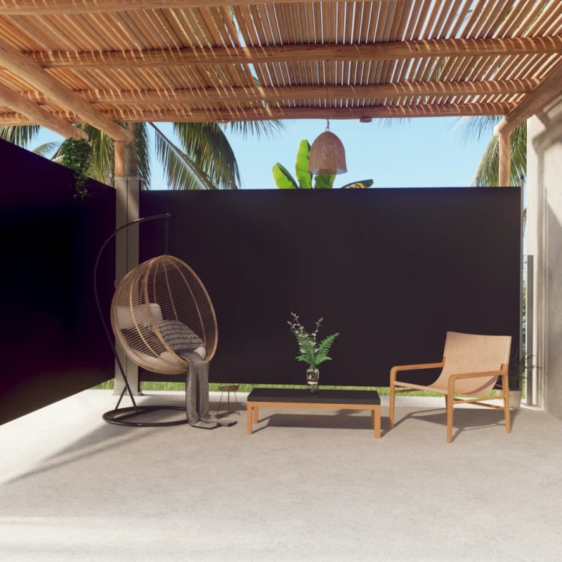 Tenda da Sole Laterale Retrattile Nera 200x600 cm Tenda da Sole Laterale Retrattile Nera 200x600 cm