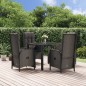 Set da Pranzo da Giardino 5 pz Nero con Cuscini in Polyrattan Set da Pranzo da Giardino 5 pz Nero con Cuscini in Polyrattan