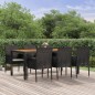 Set da Pranzo da Giardino 7 pz Nero con Cuscini in Polyrattan Set da Pranzo da Giardino 7 pz Nero con Cuscini in Polyrattan