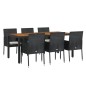 Set da Pranzo da Giardino 7 pz Nero con Cuscini in Polyrattan Set da Pranzo da Giardino 7 pz Nero con Cuscini in Polyrattan