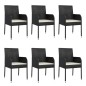 Set da Pranzo da Giardino 7 pz Nero con Cuscini in Polyrattan Set da Pranzo da Giardino 7 pz Nero con Cuscini in Polyrattan