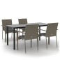 vidaXL Set da Pranzo Giardino 5pz Nero e Grigio con Cuscini Polyrattan vidaXL Set da Pranzo Giardino 5pz Nero e Grigio con Cuscini Polyrattan