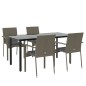 vidaXL Set da Pranzo Giardino 5pz Nero e Grigio con Cuscini Polyrattan vidaXL Set da Pranzo Giardino 5pz Nero e Grigio con Cuscini Polyrattan
