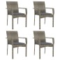 vidaXL Set da Pranzo Giardino 5pz Nero e Grigio con Cuscini Polyrattan vidaXL Set da Pranzo Giardino 5pz Nero e Grigio con Cuscini Polyrattan