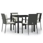Set da Pranzo da Giardino 5 pz Nero con Cuscini in Polyrattan Set da Pranzo da Giardino 5 pz Nero con Cuscini in Polyrattan