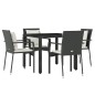 Set da Pranzo da Giardino 5 pz Nero con Cuscini in Polyrattan Set da Pranzo da Giardino 5 pz Nero con Cuscini in Polyrattan