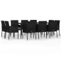 Set da Pranzo da Giardino 11 pz con Cuscini in Polyrattan Nero Set da Pranzo da Giardino 11 pz con Cuscini in Polyrattan Nero