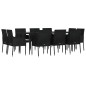 Set da Pranzo da Giardino 11 pz con Cuscini in Polyrattan Nero Set da Pranzo da Giardino 11 pz con Cuscini in Polyrattan Nero