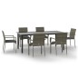 Set da Pranzo Giardino 7pz Nero e Grigio con Cuscini Polyrattan Set da Pranzo Giardino 7pz Nero e Grigio con Cuscini Polyrattan