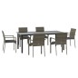 Set da Pranzo Giardino 7pz Nero e Grigio con Cuscini Polyrattan Set da Pranzo Giardino 7pz Nero e Grigio con Cuscini Polyrattan