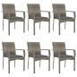 Set da Pranzo Giardino 7pz Nero e Grigio con Cuscini Polyrattan Set da Pranzo Giardino 7pz Nero e Grigio con Cuscini Polyrattan