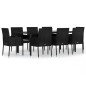 Set da Pranzo da Giardino 9 pz con Cuscini Nero in Polyrattan Set da Pranzo da Giardino 9 pz con Cuscini Nero in Polyrattan