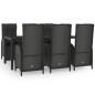 Set da Pranzo da Giardino 7 pz Nero con Cuscini in Polyrattan Set da Pranzo da Giardino 7 pz Nero con Cuscini in Polyrattan