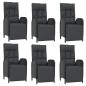 Set da Pranzo da Giardino 7 pz Nero con Cuscini in Polyrattan Set da Pranzo da Giardino 7 pz Nero con Cuscini in Polyrattan